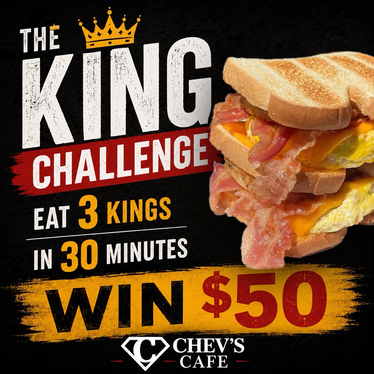The King Challenge: eat three King sandwiches in 30 minutes to win 50 dollars